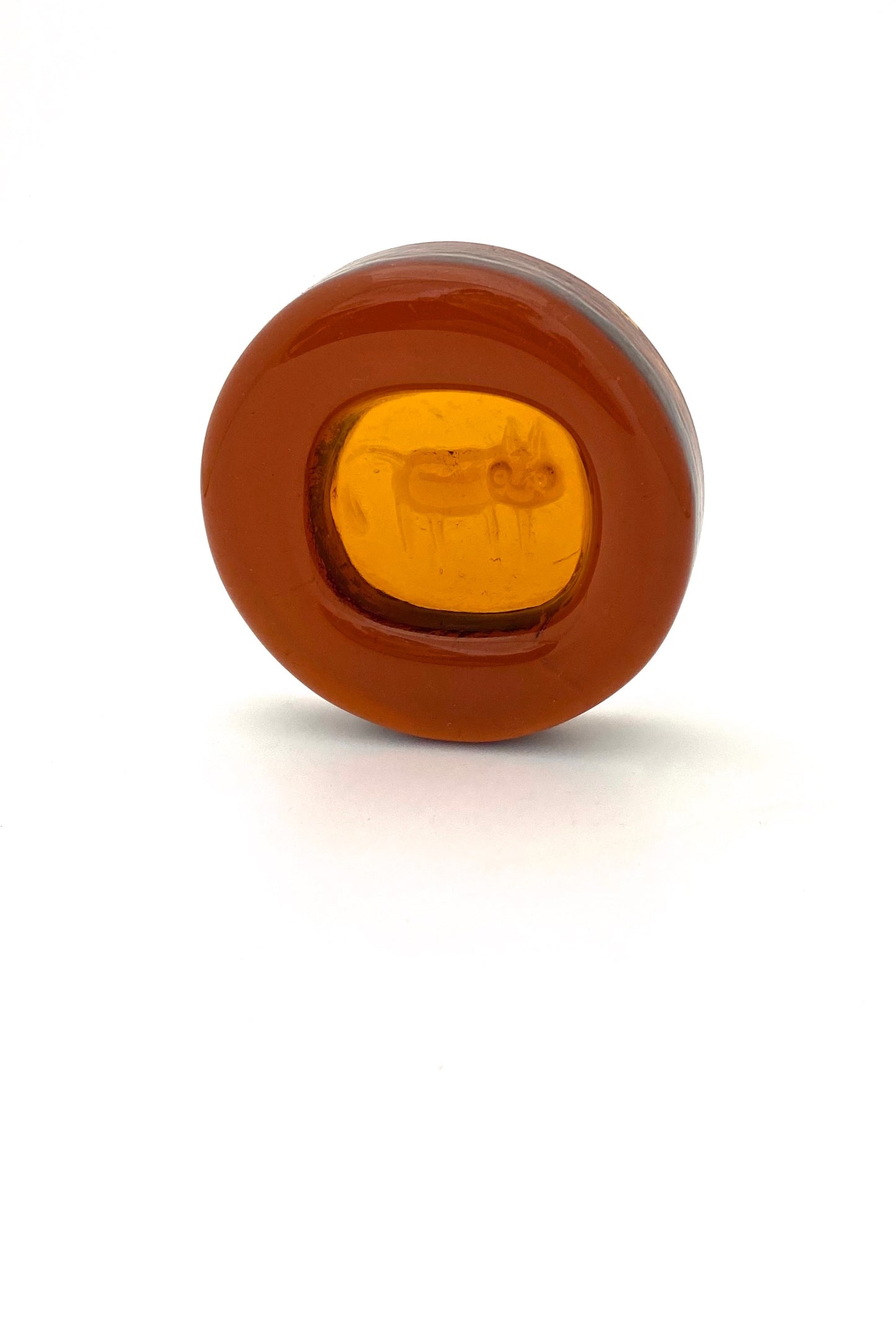 Erik Hoglund Kosta Boda Sweden vintage glass cat dish Scandinavian Modernist design