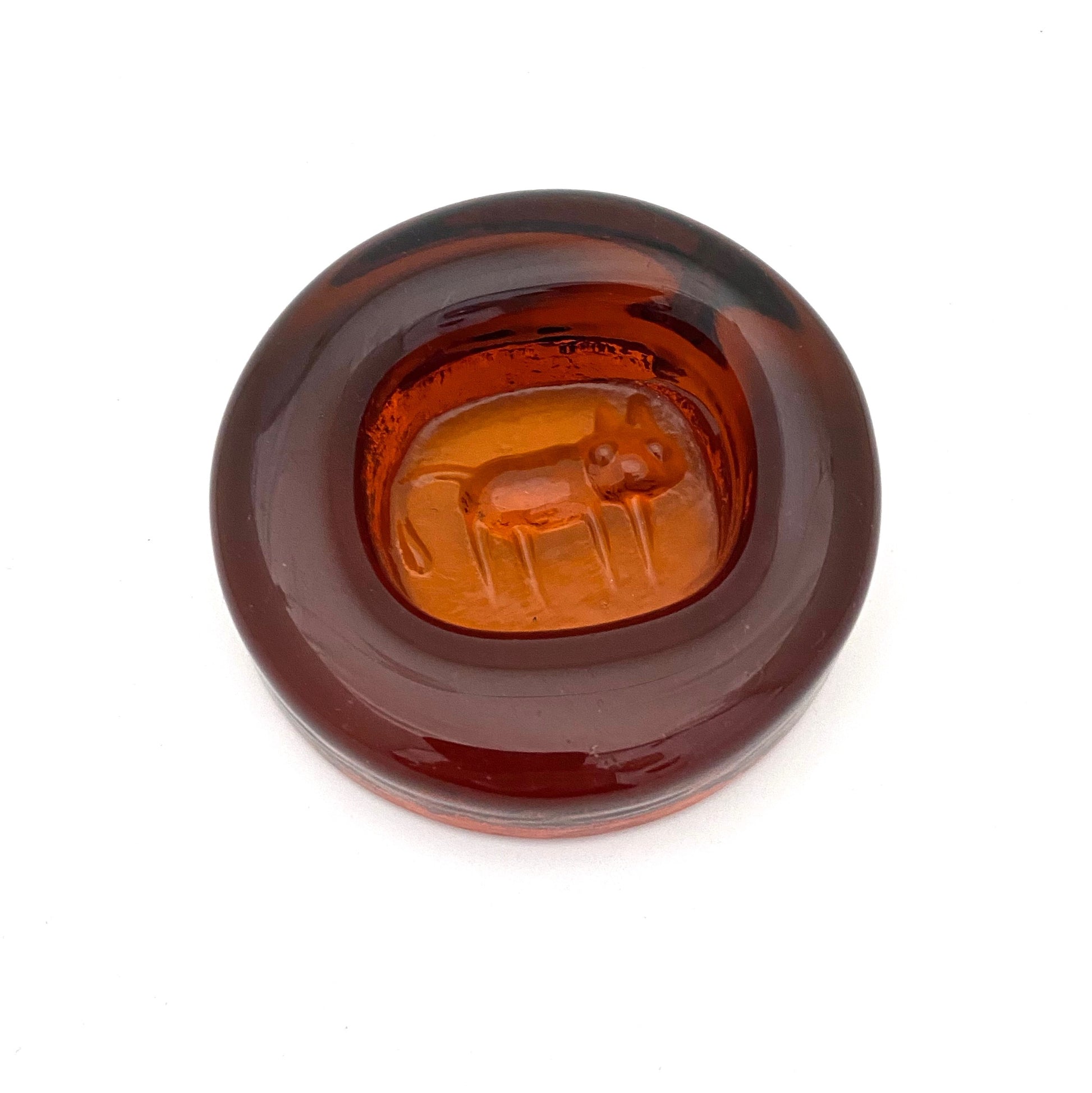 detail Erik Hoglund Kosta Boda Sweden vintage glass cat dish Scandinavian Modernist design