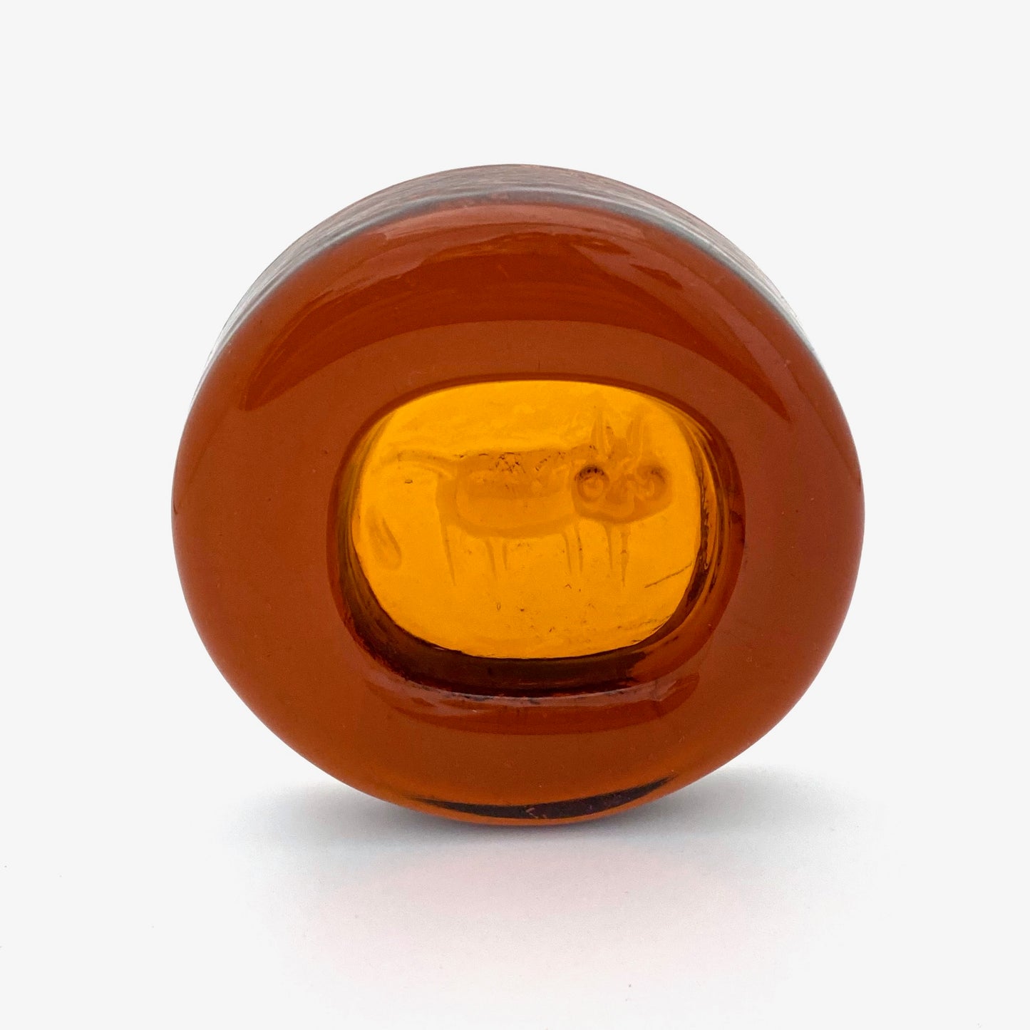 Erik Hoglund glass relief dish ~ cat