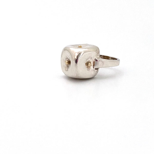 profile Erwin Pearl USA vintage silver 14k gold ring Modernist jewelry design