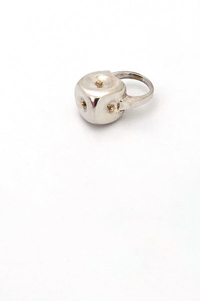 Erwin Pearl USA vintage silver 14k gold ring Modernist jewelry design