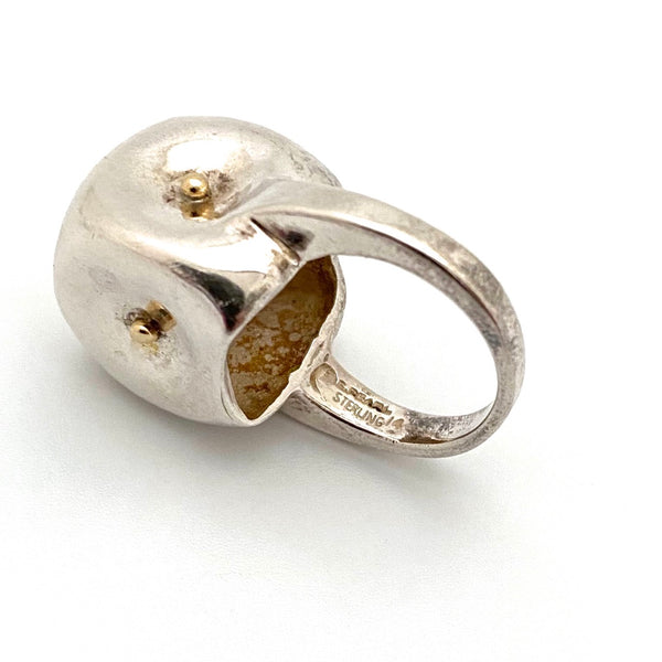 Erwin Pearl vintage silver & 14k gold ring