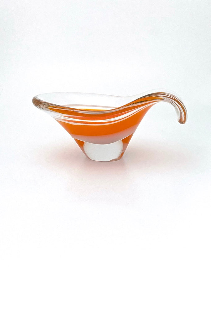 Flygsfors Sweden vintage cased glass small Coquille bowl Paul Kedelv Scandinavian Modern design