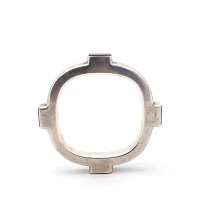 profile Georg Jensen Denmark vintage heavy silver carnelian bangle bracelet 254 by Kim Naver Scandinavian Modernist jewelry design