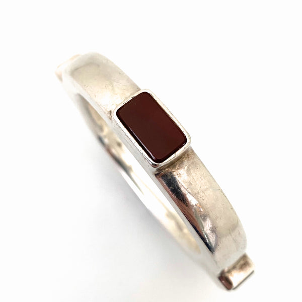 Georg Jensen heavy silver & carnelian bangle bracelet #254 by Kim Naver ~ scarce