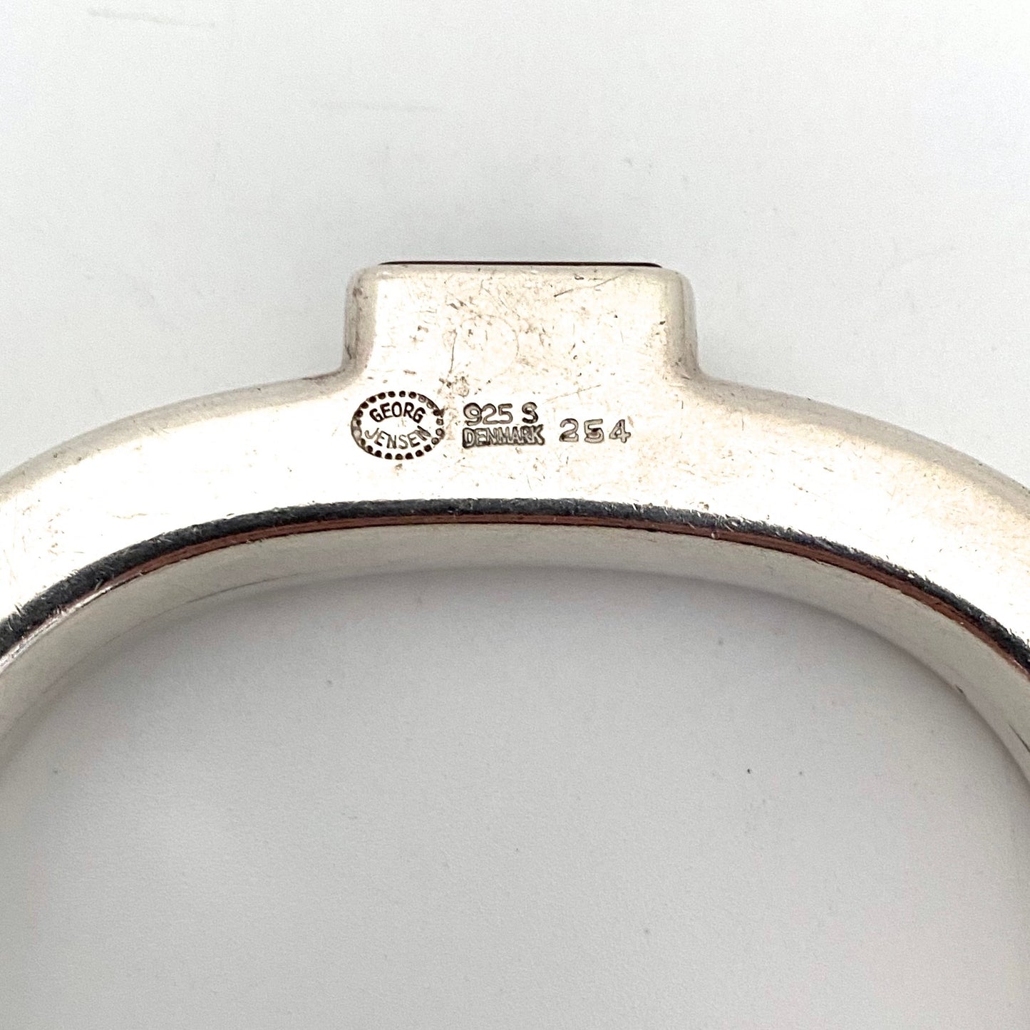 Georg Jensen heavy silver & carnelian bangle bracelet #254 by Kim Naver ~ scarce