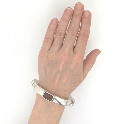 scale Georg Jensen Denmark vintage heavy silver carnelian bangle bracelet 254 by Kim Naver Scandinavian Modernist jewelry design