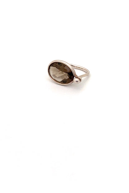 Georg Jensen Denmark silver smoky quartz Savannah ring Vivianna Torun