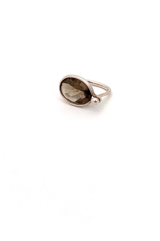 Georg Jensen Denmark silver smoky quartz Savannah ring Vivianna Torun
