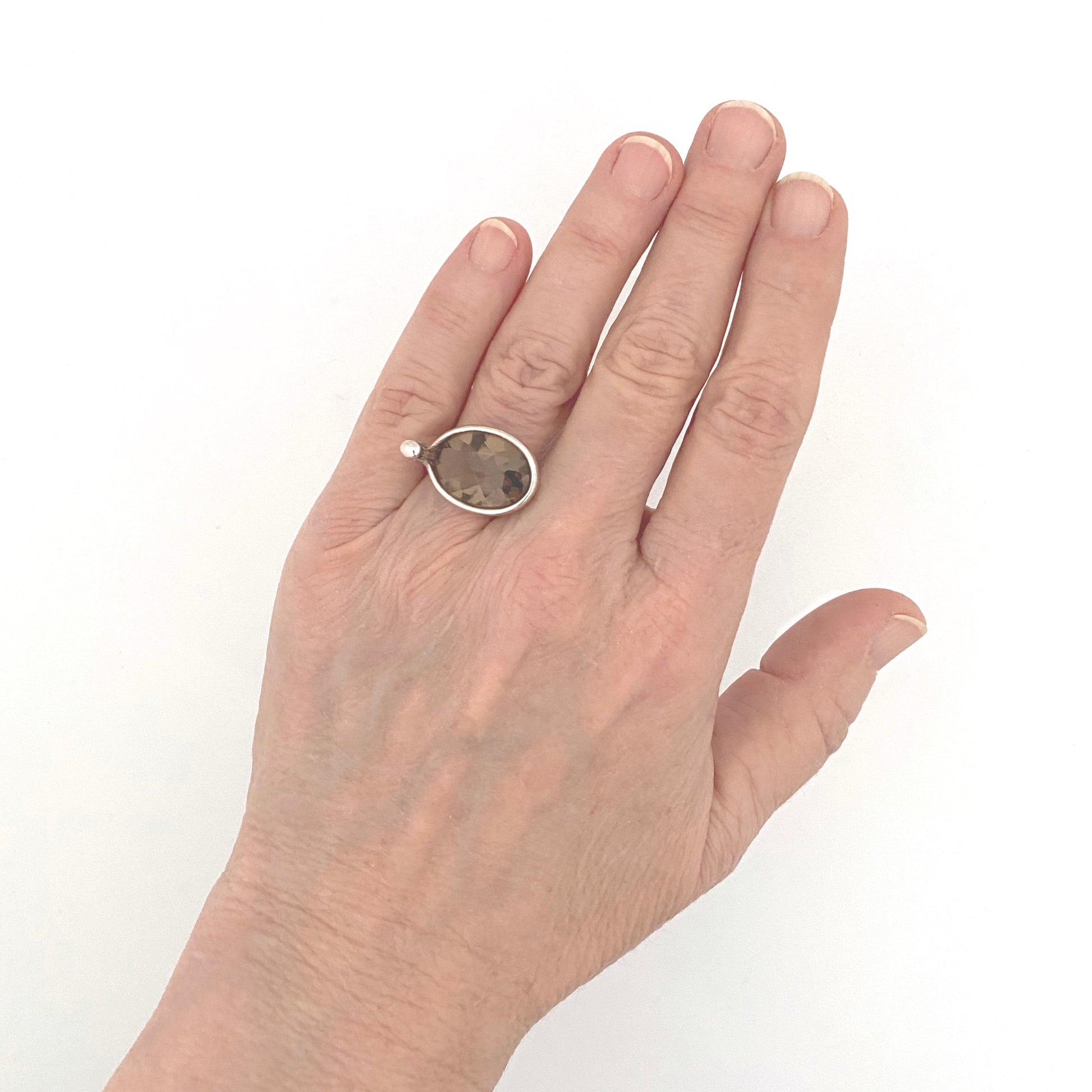 scale Georg Jensen Denmark silver smoky quartz Savannah ring Vivianna Torun