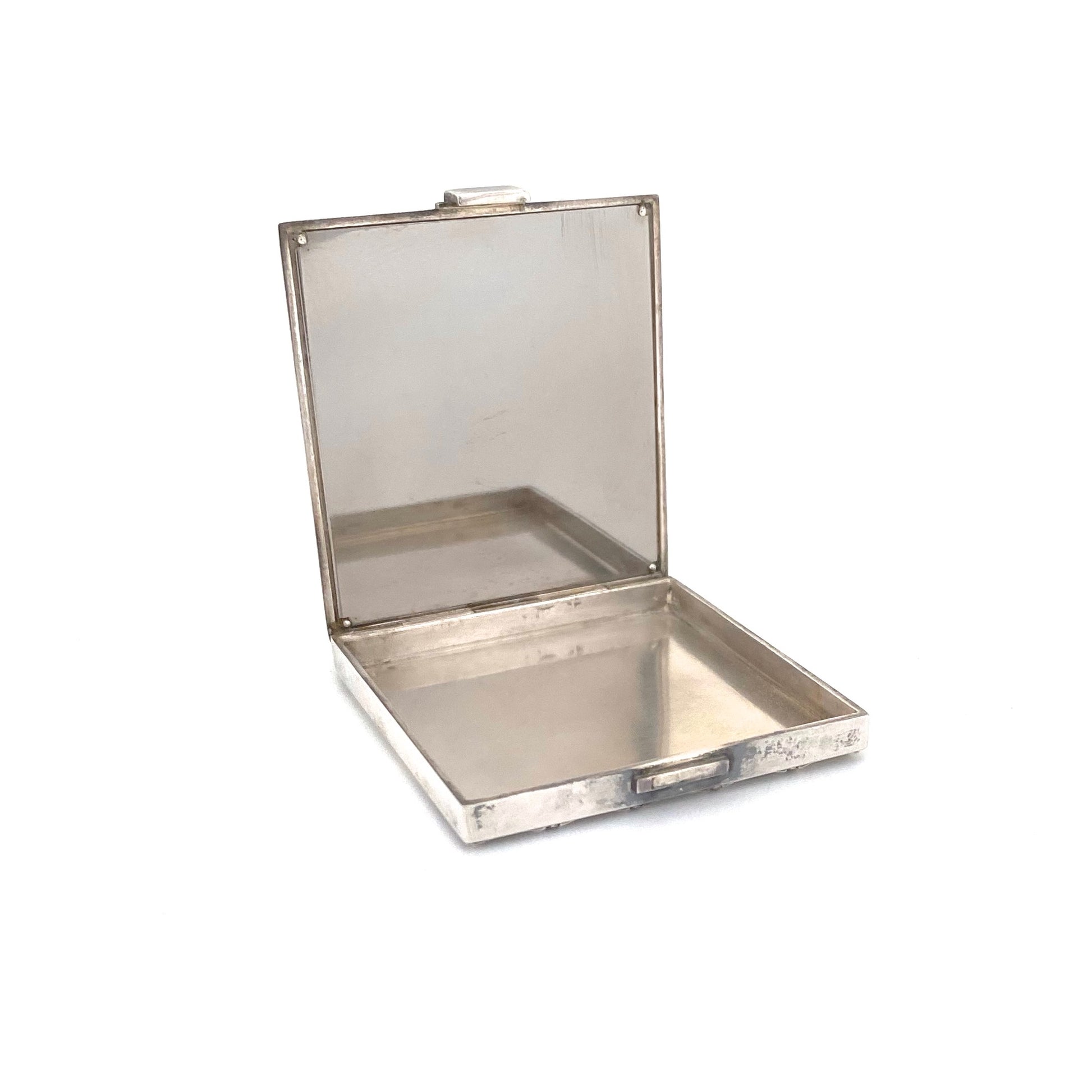 detail Georg Jensen Denmark vintage heavy sterling silver purse compact with mirror 279