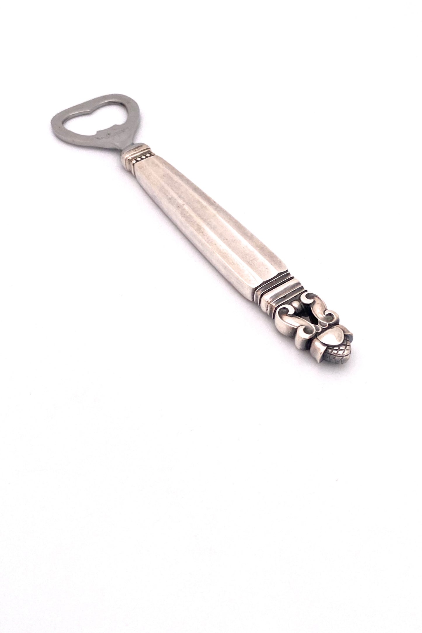 Georg Jensen silver 'Acorn' bottle opener ~ long handle