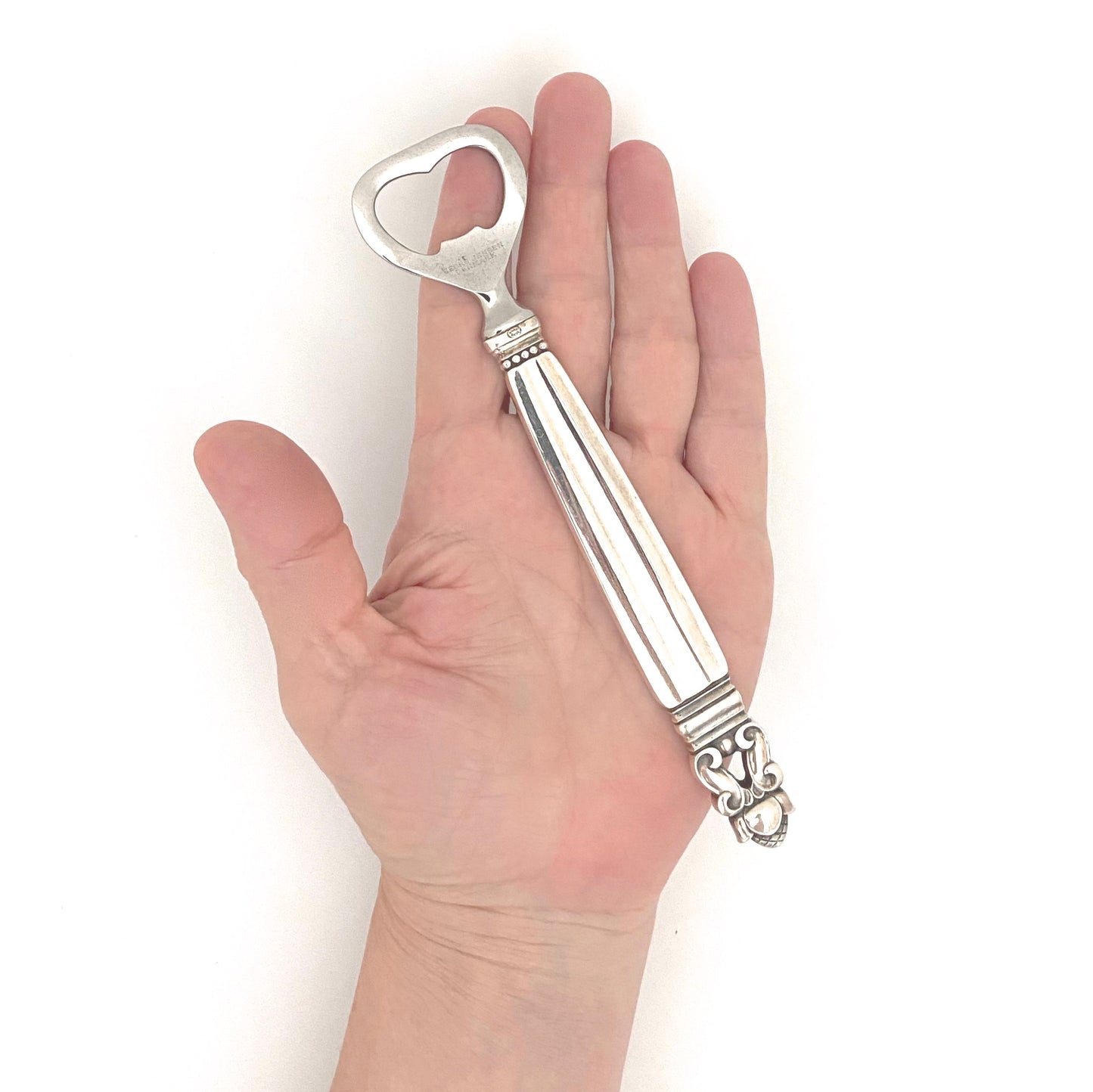 Georg Jensen silver 'Acorn' bottle opener ~ long handle