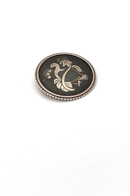 Georg Jensen Denmark vintage silver iron bird brooch 5014 Harald Nielsen Scandinavian jewelry design