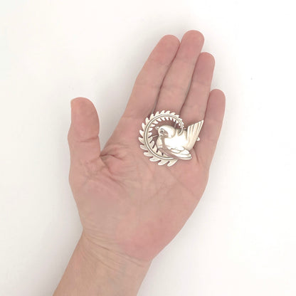 scale Georg Jensen Denmark vintage silver bird and fern brooch 309 Arno Malinowski