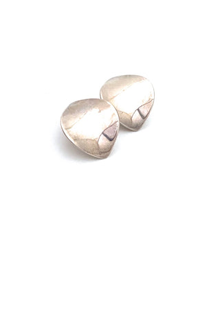 Georg Jensen Denmark vintage silver large clip earrings 131 Nanna Ditzel Scandinavian Modernist jewelry design