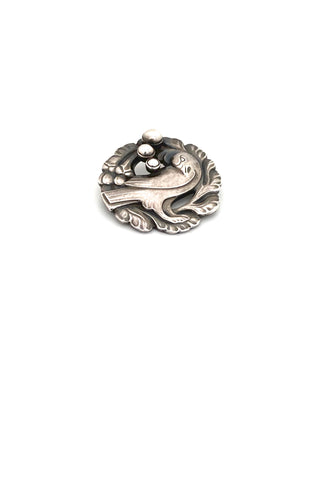 Georg Jensen Denmark vintage silver dove brooch 134 silver cabochons Kristian Mohl Hansen Danish design jewelry