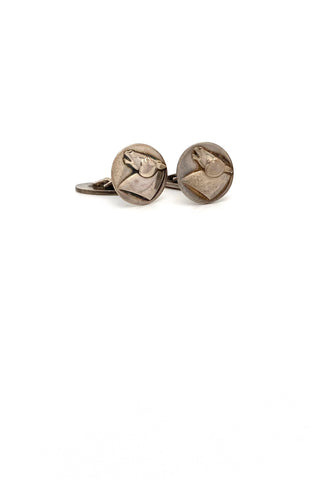 Georg Jensen Denmark vintage silver horse cufflinks 63 Arno Malinowski Danish Modern jewelry design