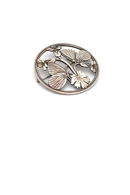 Georg Jensen Denmark large vintage silver butterfly flower brooch 283 Arno Malinowski Scandinavian jewelry design
