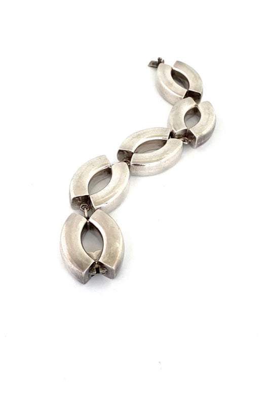 Georg Jensen Denmark vintage silver extra large link bracelet 218 Astrid Fog Scandinavian Modernist jewelry design