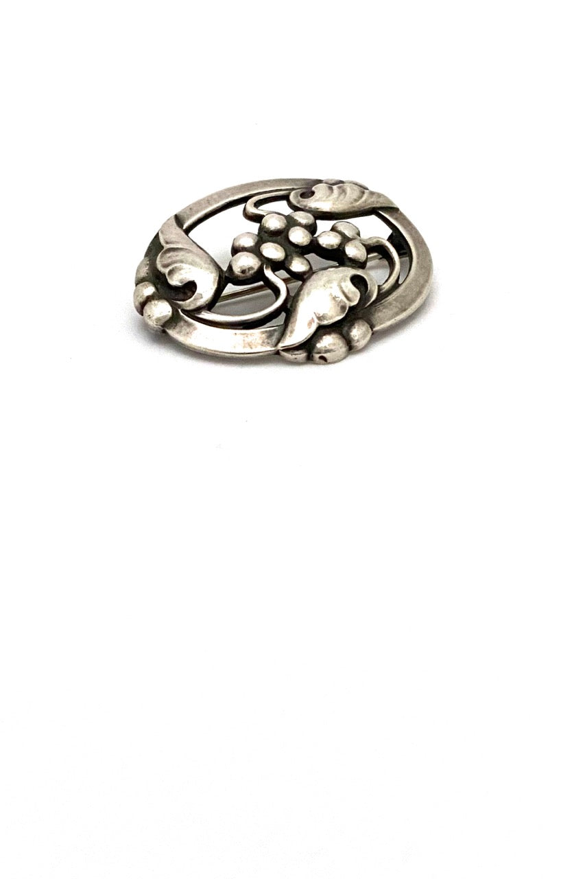 Georg Jensen Denmark vintage silver leaves and berries brooch 101 early mark