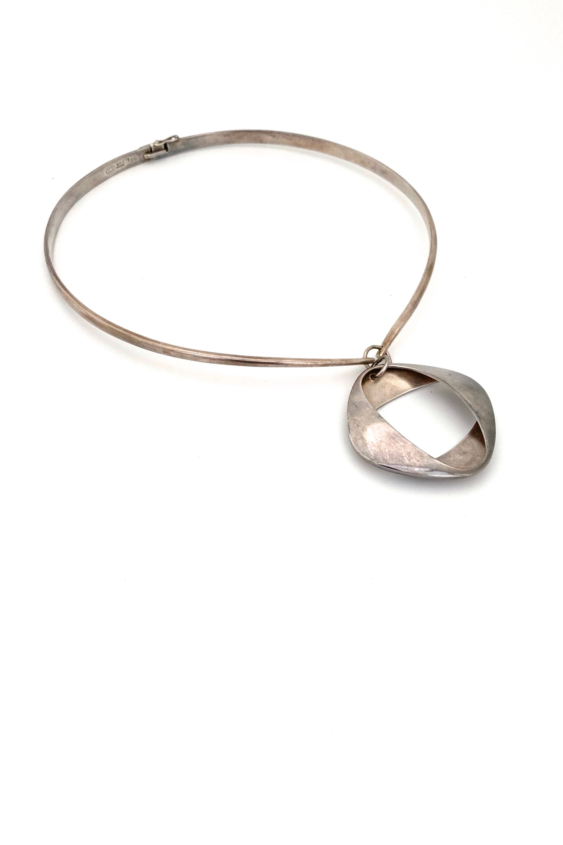 Georg Jensen Denmark vintage silver pendant necklace choker 368 Henning Koppel Scandinavian Modernist jewelry design