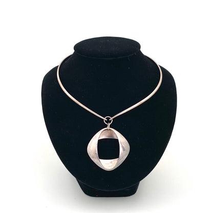 detail Georg Jensen Denmark vintage silver pendant necklace choker 368 Henning Koppel Scandinavian Modernist jewelry design