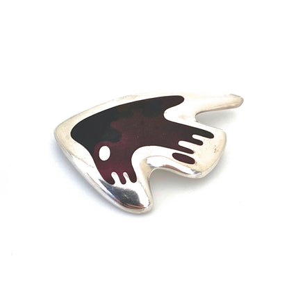 detail Georg Jensen Denmark vintage silver enamel brooch 307 Henning Koppel Scandinavian Modernist jewelry design