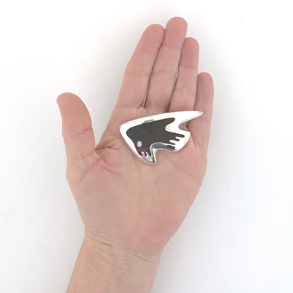 scale Georg Jensen Denmark vintage silver enamel brooch 307 Henning Koppel Scandinavian Modernist jewelry design