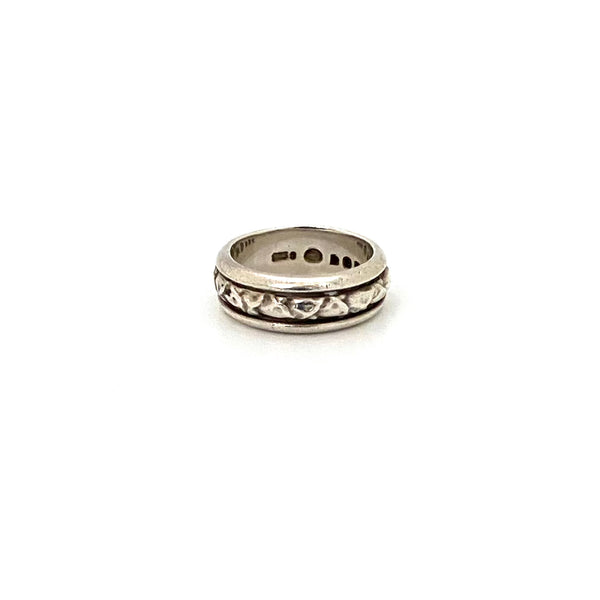 detail Georg Jensen Denmark vintage silver patterned band ring 28C Georg Jensen designer Scandinavian jewelry design