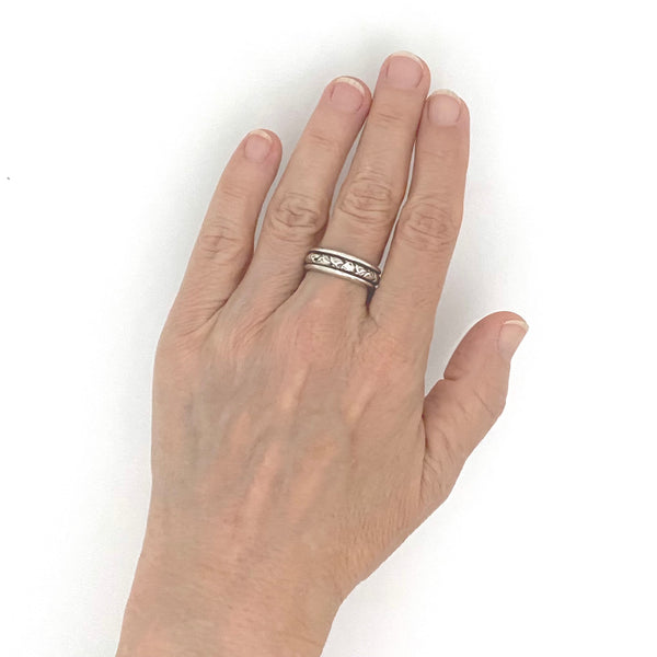 scale Georg Jensen Denmark vintage silver patterned band ring 28C Georg Jensen designer Scandinavian jewelry design