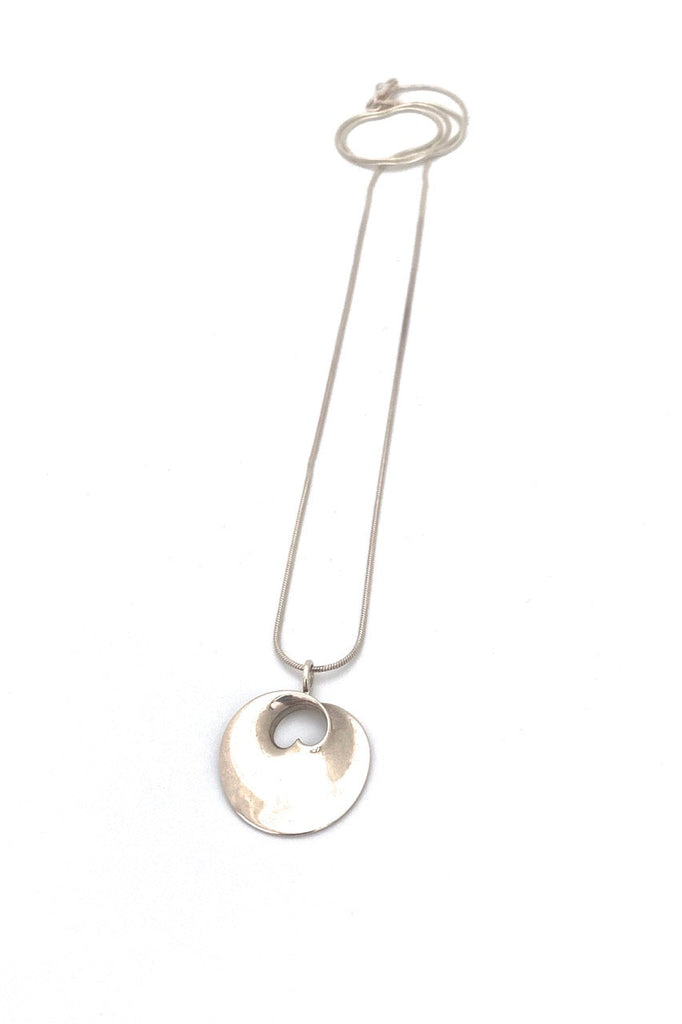 Georg Jensen Denmark vintage silver small Hidden Herat pendant necklace Scandinavian Modernist jewelry design