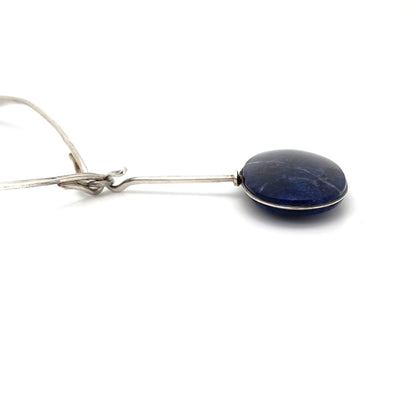 profile Georg Jensen Denmark vintage silver sodalite large pendant 133 neck ring necklace 198 Vivianna Torun Bent Gabrielsen Scandinavian Modernist jewelry design