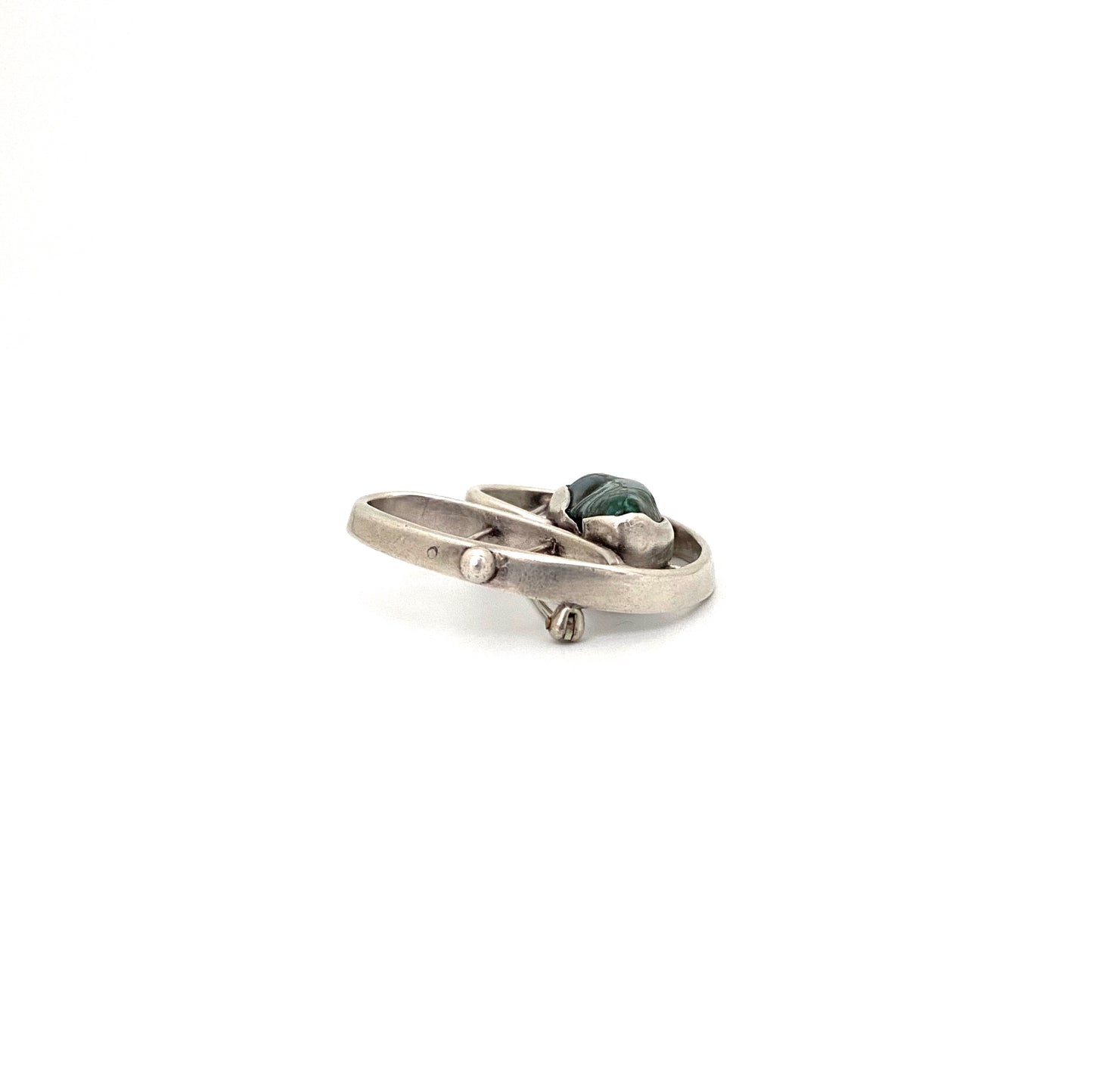 Georg Dancy silver & malachite brooch ~ Modernist design