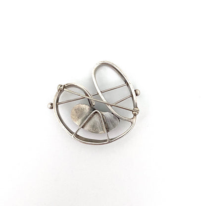 Georg Dancy silver & malachite brooch ~ Modernist design