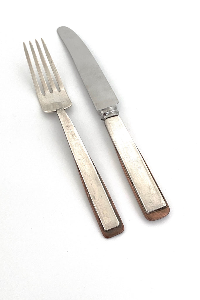 George Dancy Canada vintage silver copper hand wrought knife fork flatware Canadian Midcentury design