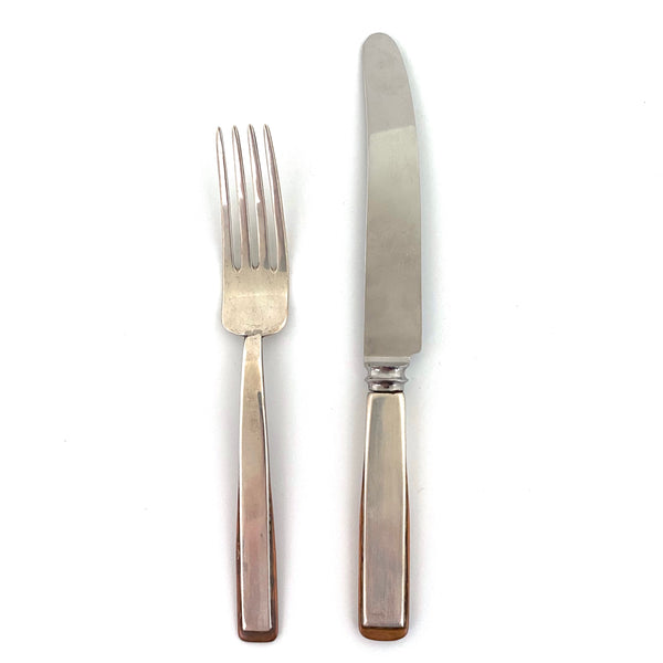George Dancy Canada vintage silver & copper hand wrought knife & fork ~ 1952