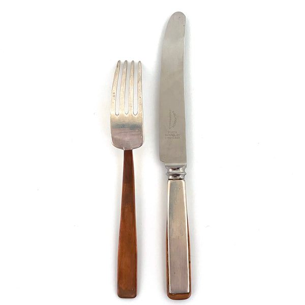 George Dancy Canada vintage silver & copper hand wrought knife & fork ~ 1952