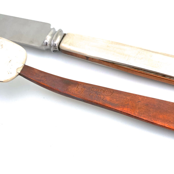 George Dancy Canada vintage silver & copper hand wrought knife & fork ~ 1952