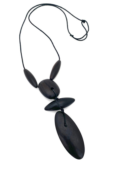 Gerda Lynggaard Monies Denmark vintage large scale wood necklace Scandinavian design jewelry