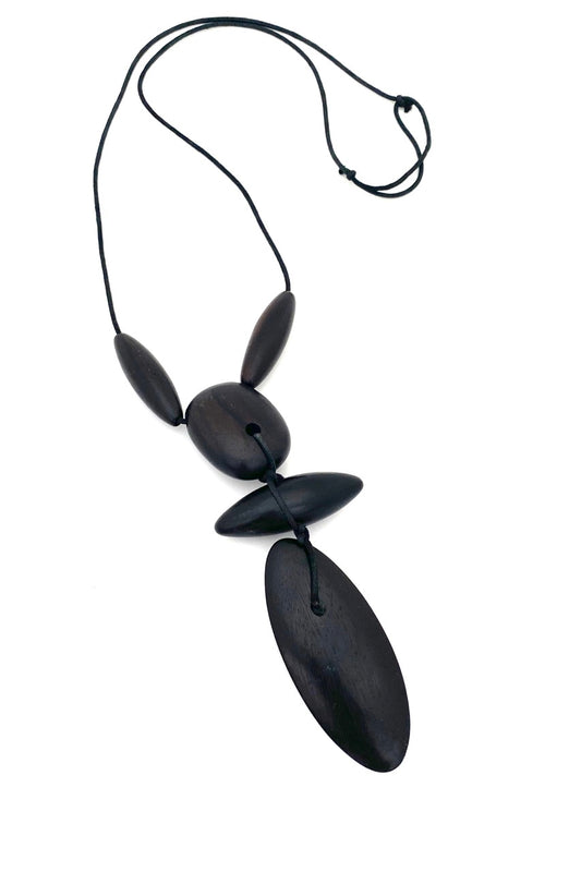 Gerda Lynggaard Monies Denmark vintage large scale wood necklace Scandinavian design jewelry