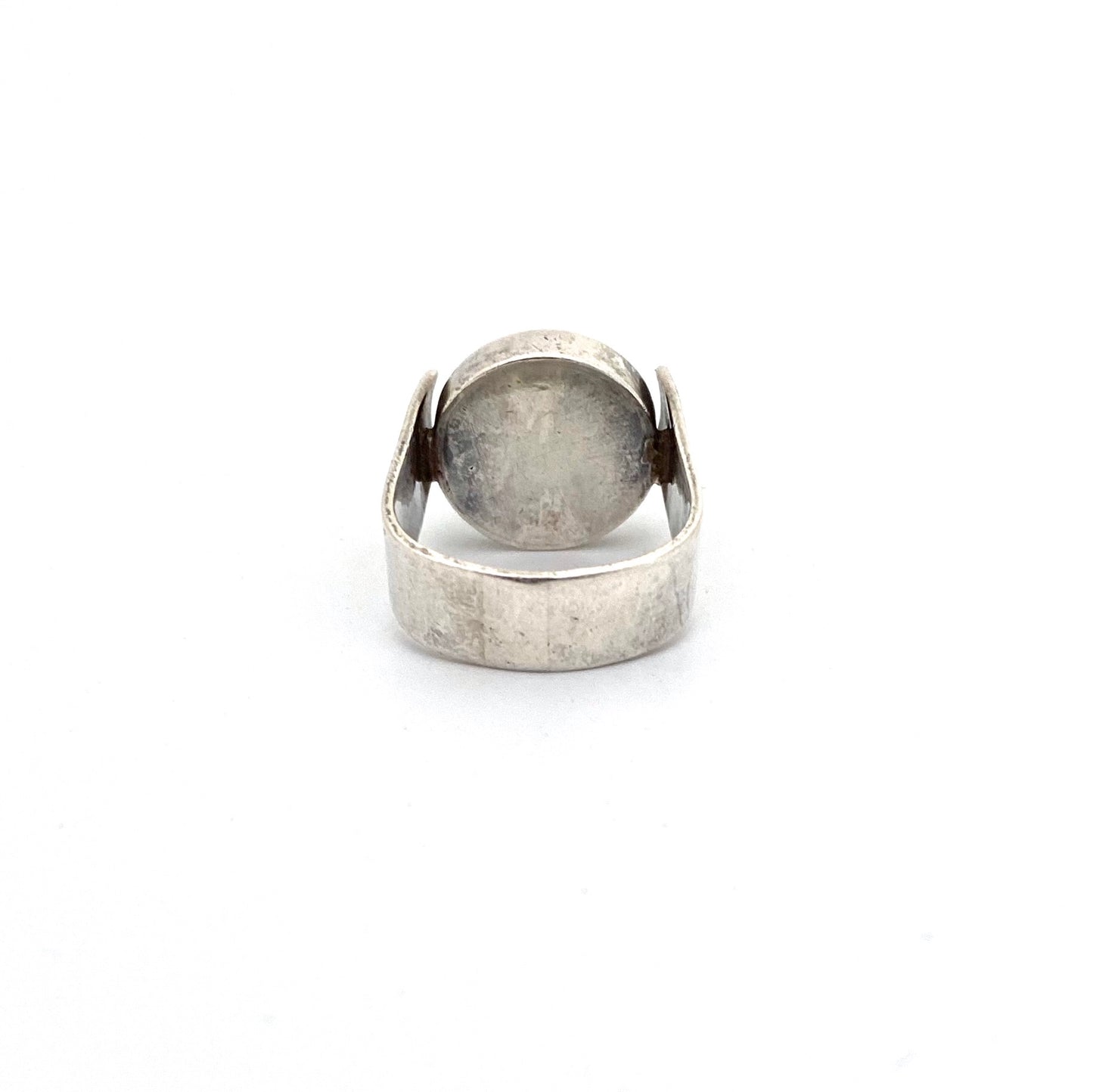 Gilbert Rheme Canada vintage silver & resin extra large ring ~ ruby red & black