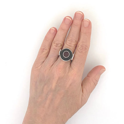 scale Gilbert Rheme Canada vintage silver resin enamel extra large ring Canadian Modernist jewelry design