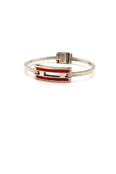 Gucci silver & orange enamel hinged bracelet