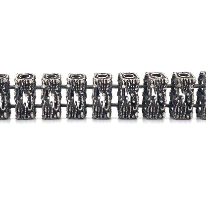 detail Guy Vidal Canada vintage brutalist pewter extra large sculptural link bracelet rare Canadian Modernist jewelry design