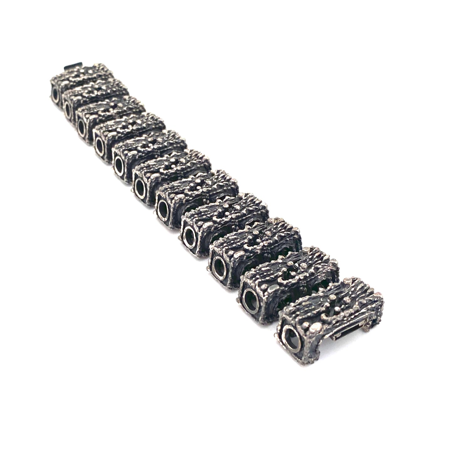Guy Vidal extra large brutalist pewter sculptural link bracelet ~ rare