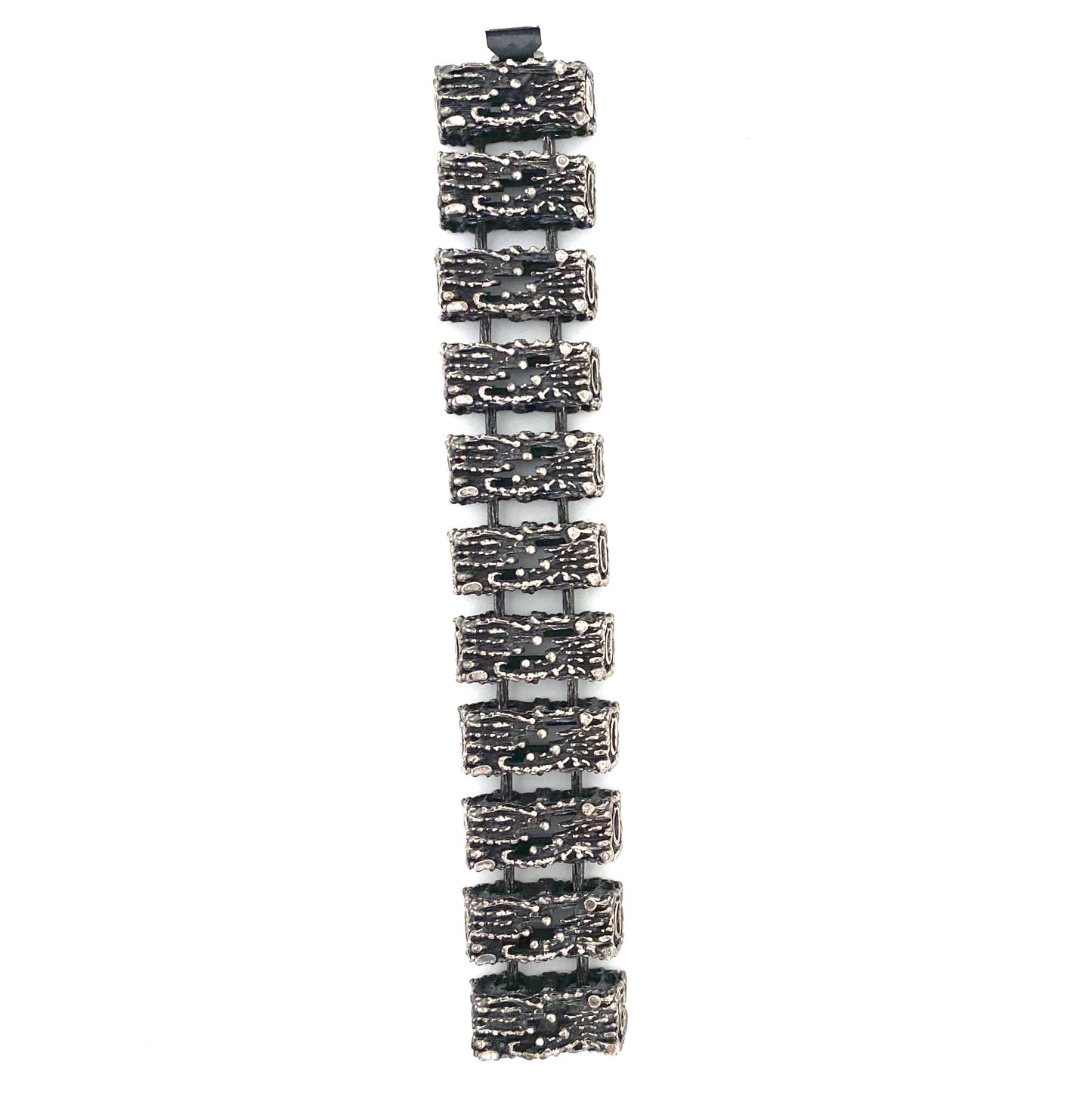 Guy Vidal extra large brutalist pewter sculptural link bracelet ~ rare