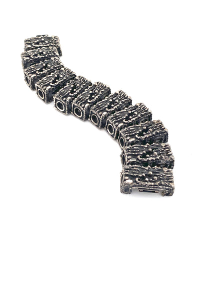 Guy Vidal Canada vintage brutalist pewter extra large sculptural link bracelet rare Canadian Modernist jewelry design