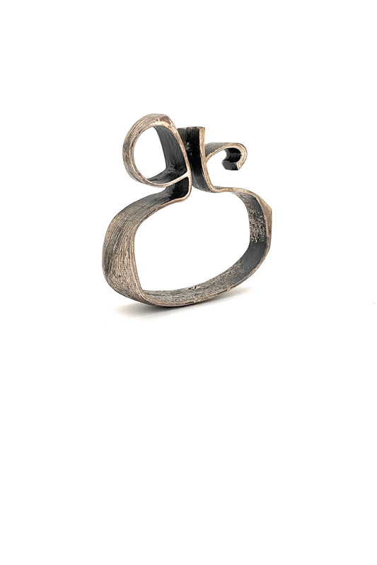 Guy Vidal Canada rare vintage brutalist pewter large bangle bracelet Canadian Modernist jewelry design