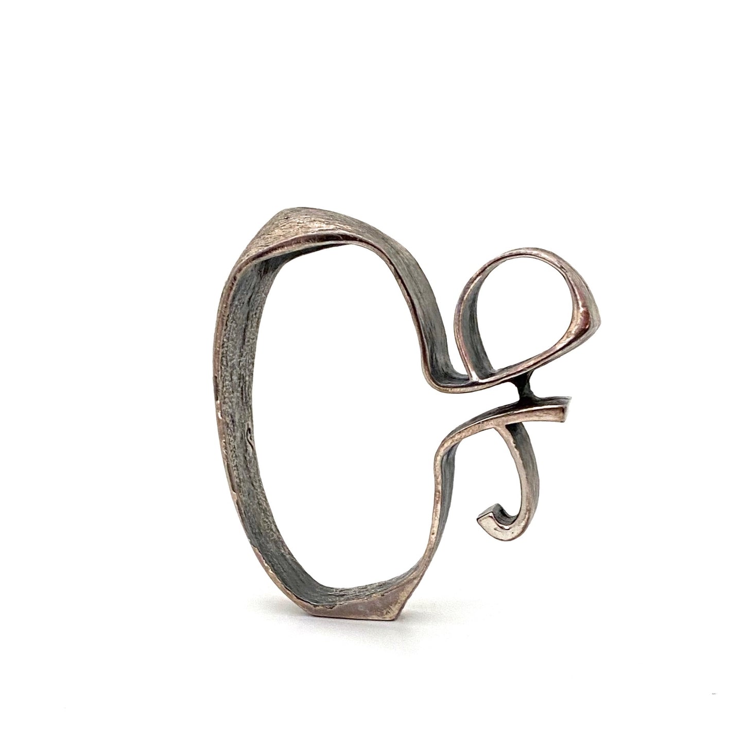 detail Guy Vidal Canada rare vintage brutalist pewter large bangle bracelet Canadian Modernist jewelry design